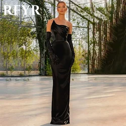 RFYR Simple Black Mermaid Formal Dress Stain Pleats Party Dress For Wedding Off The Shoulder Special Occasion Dress robe soirée