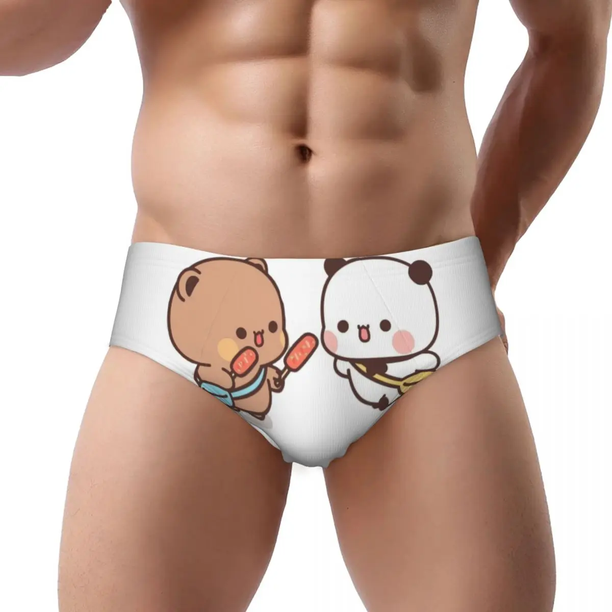 Custom Bubu Dudu Panda And Brownie Bear Couple Briefs Underwear Mens Comfortable Stretch Panties