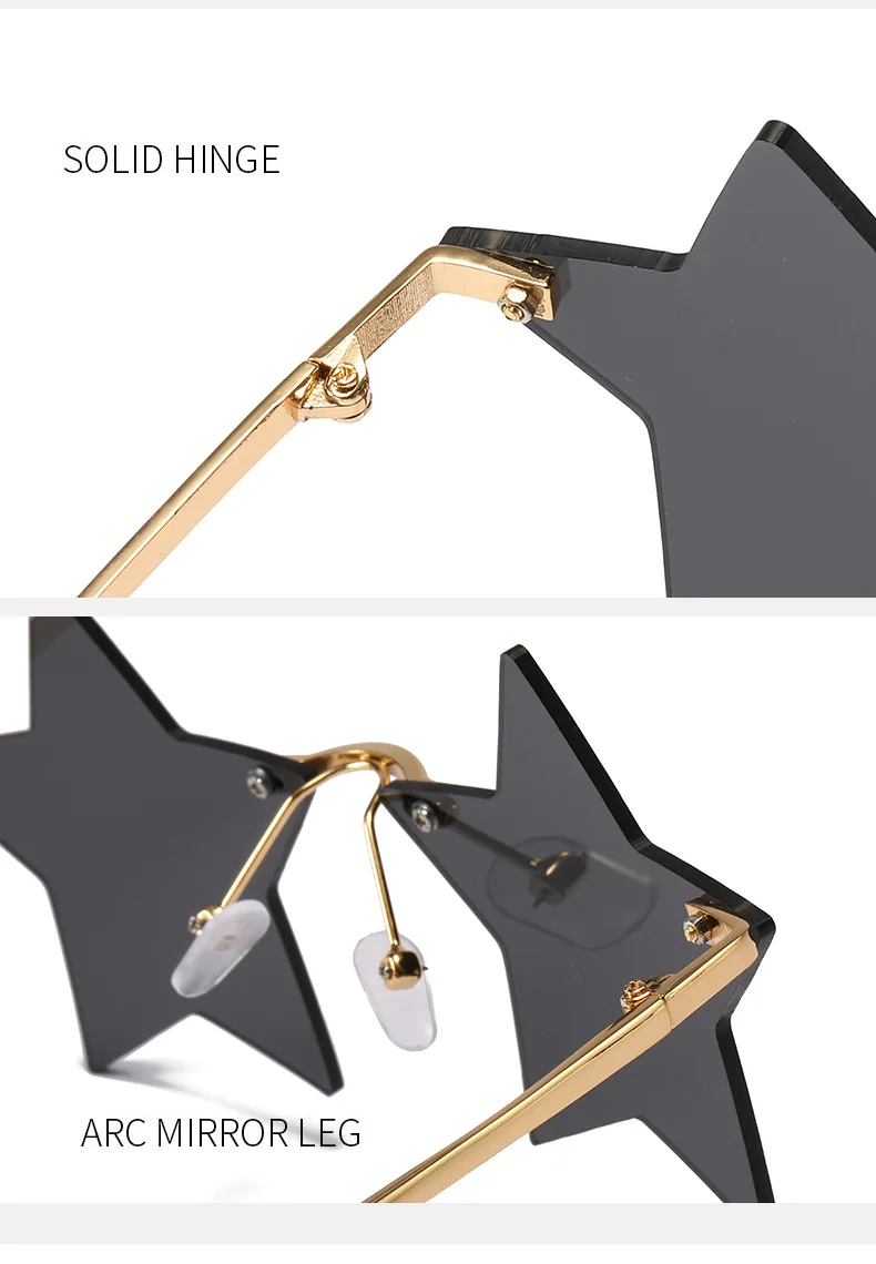 Randlose Sternform-Sonnenbrille, trendige Sonnenbrille für Damen und Herren, Partybrille, lustige Pentagramm-Brille, Weihnachten, Weihnachtsdekoration – Detail 10