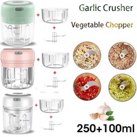 Mini Crusher Chopper USB Charging Garlic Mincer Electric Garlic Chopper Powerful Ginger Garlic Onion Meat Masher 100/250mL