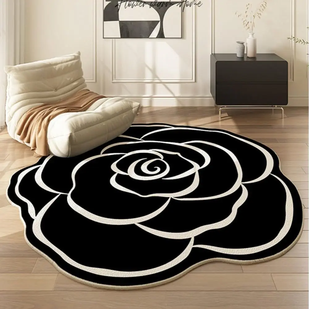 

Elegant Aesthetic Black Beige Round Area Rug, Non-Slip, Easy Clean, Quick Dry, Suitable for Various Rooms