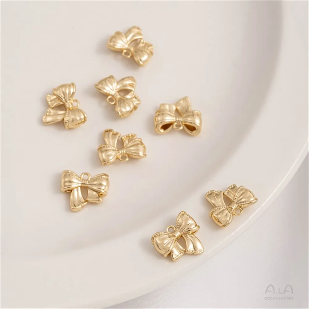 

14K Bag Gold Fairy Three-dimensional Bow Pendant Handmade Jewelry Pendant Diy Bracelet Necklace Hanging Accessories