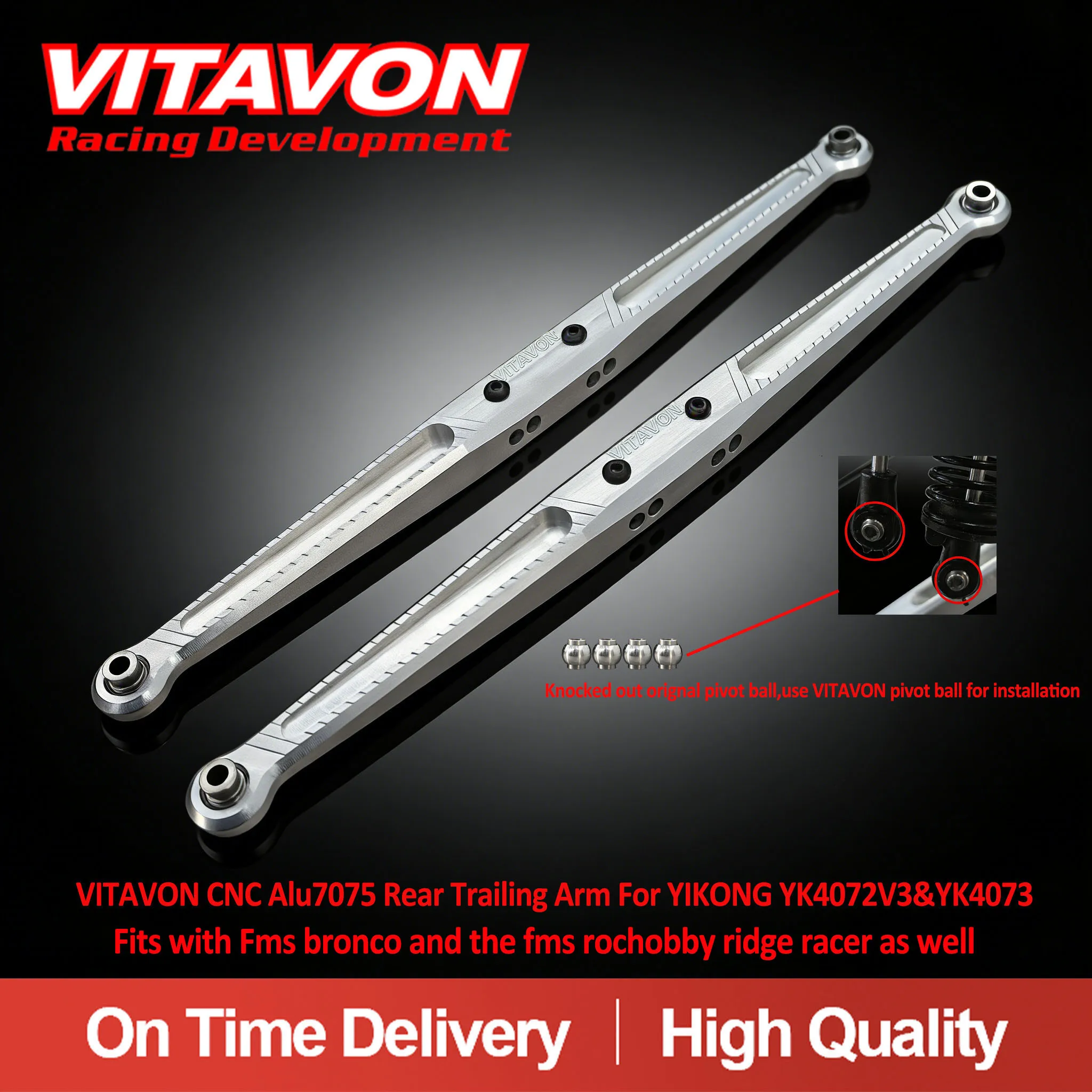 VITAVON CNC Alu7075 Rear Trailing Arm for Yikong YK4072V3/YK4073 1/7 Fits with Fms bronco and the fms rochobby ridge racer