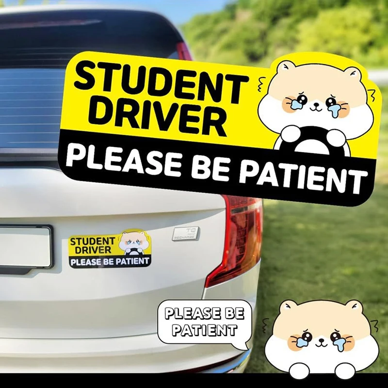 1pcs Cartoon Student Driver Car Magnet Cute New Sign For Reflective Sticker Gift Teen Reusable Bumper Safety