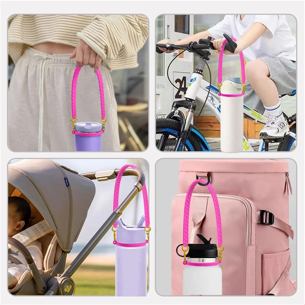 Bottle Sleeve Silicone Drawstring Ring Portable Water Cup Handle Strap Silicone Ring Strap Bottle Sling Rope Cup Accessories