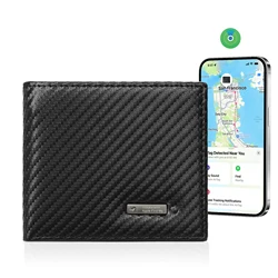 Smart Tracker Wallet  for Men Work With Apple Findmy IOS Device Only Carbon Card HolderWallet Tracker Not for Android Device
