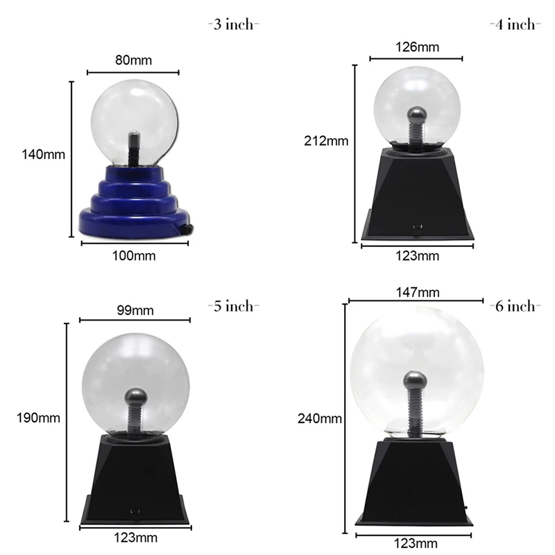 Lámpara de bola de Plasma mágica para niños, luz nocturna de Lava de 3/4/5/6 pulgadas, regalo de Navidad, luces de mesa de decoración, novedad