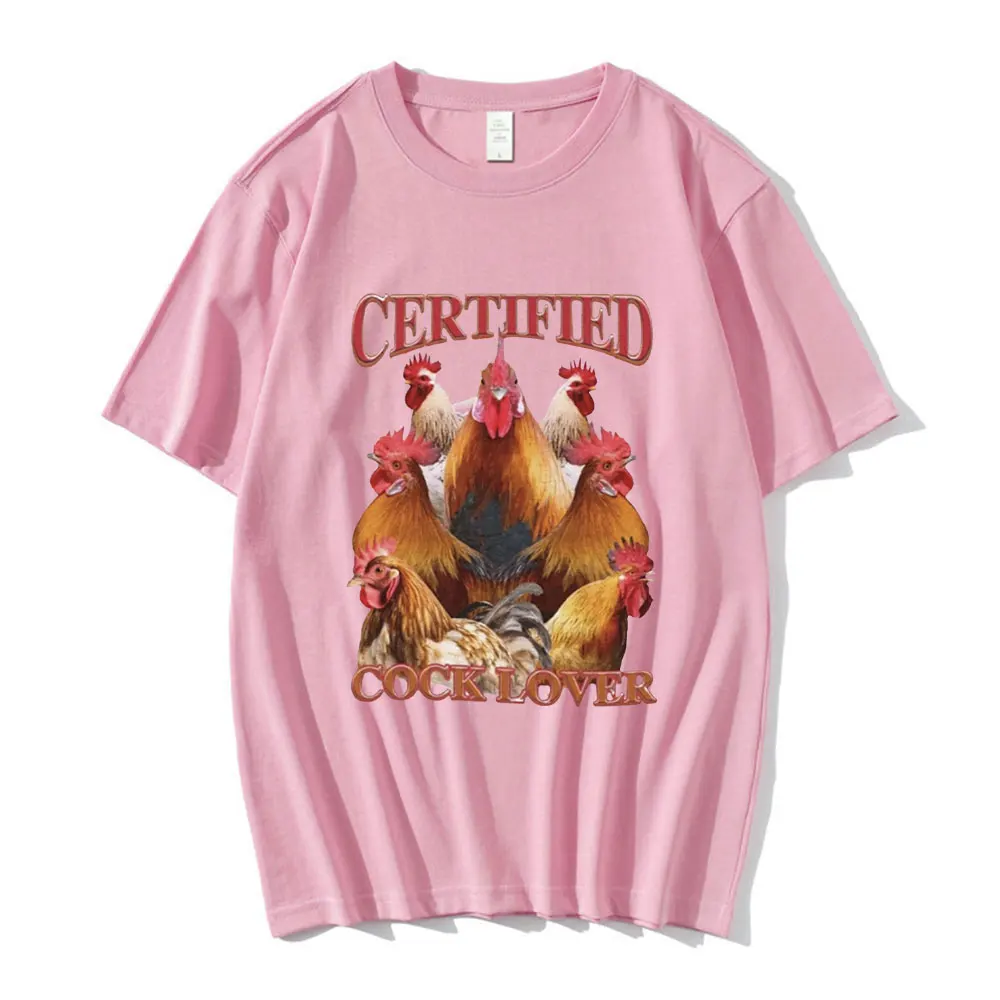 Certified Cock Lover T-shirt Funny Chicken Meme T Shirt Men Women 100% Cotton Casual Short Sleeve Oversized T Shirts Streetwear