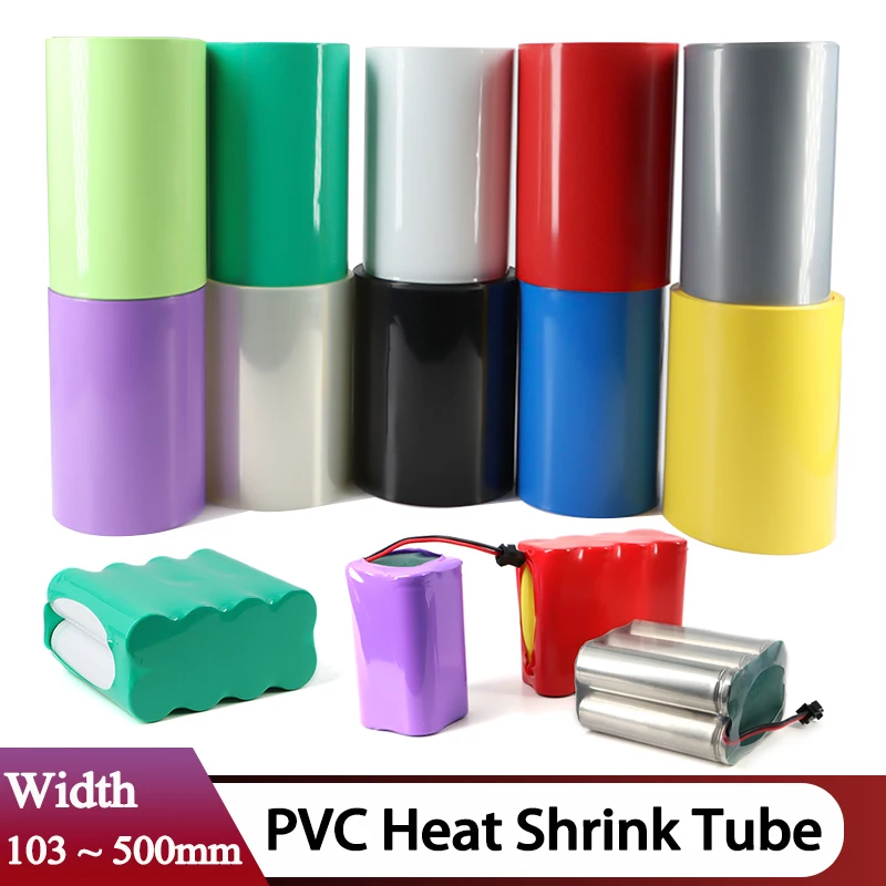 

1M PVC Heat Shrink Tube Width 103mm ~ 500mm 18650 Lipo Battery Pack Insulated Film Wrap Lithium Case Protection Cable Sleeving