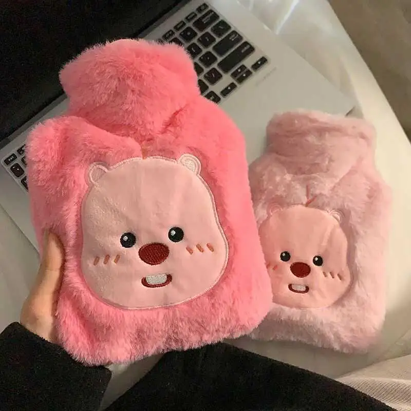 Miniso Loopy Lovely Plush Fur Water Filled Hot Water Bag Size Number Thick and Warm Hands and Feet Warm Water Bag Gift for Girls