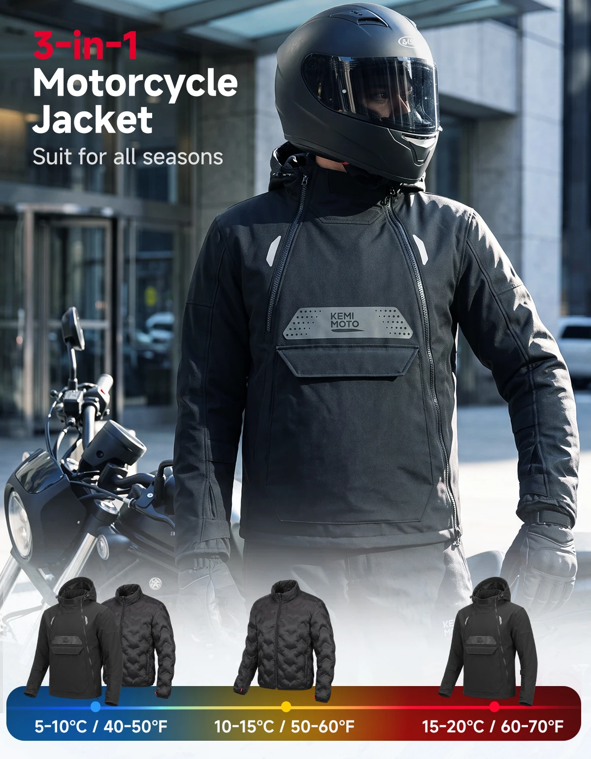 سترة دراجات نارية شتوية 3 في 1 - مراجعة Motorcycle Jacket Thermal Liner وسعره