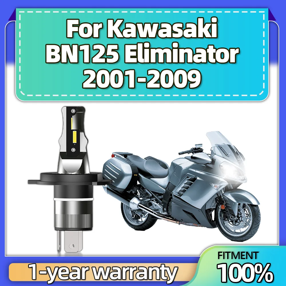 Motocicleta LED Lâmpadas Farol, Hi Lo Lâmpada para Kawasaki BN125 Eliminador, H4, Branco, 2001, 2002, 2003, 2004, 2005, 2006, 2007-2009