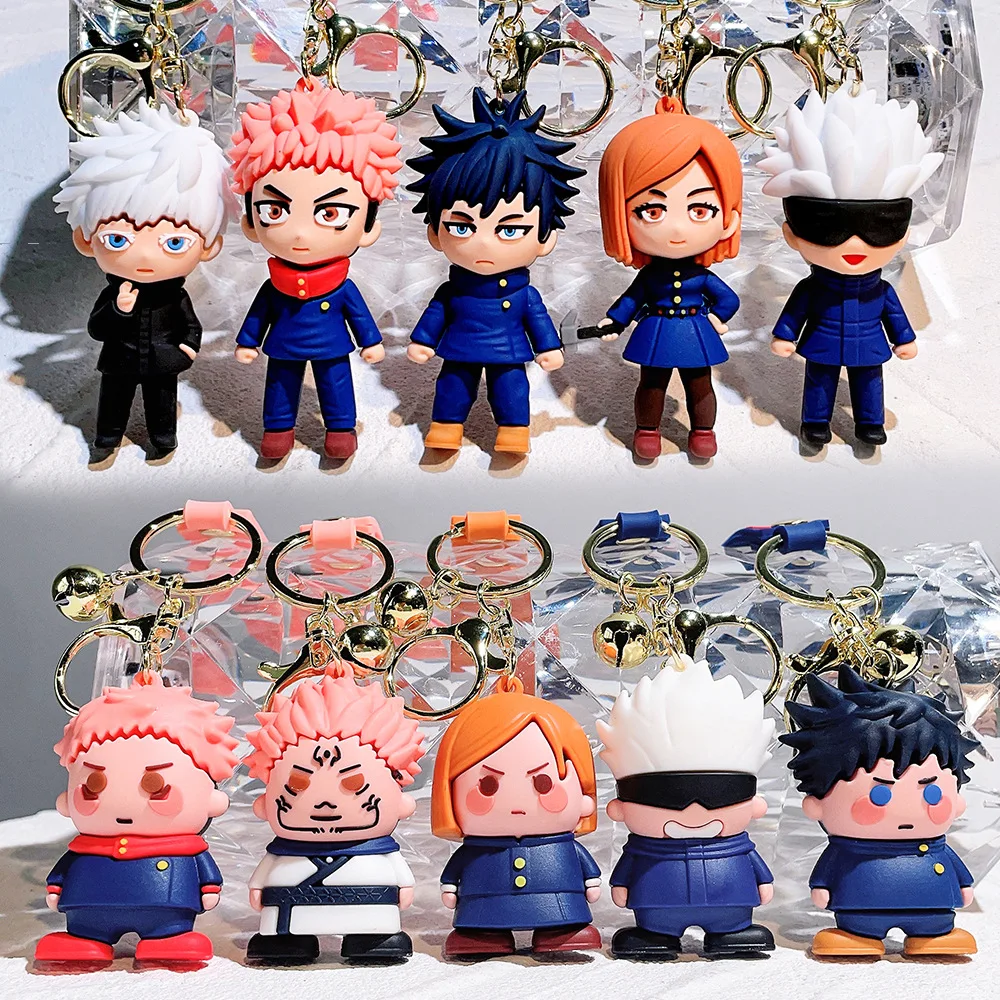 Anime Jujutsu Kaisen Figure Keychain Toy Gojo Itadori Fushiguro Kugisaki Sukuna Kawaii Doll Keyrings for Bag Pendant Accessories