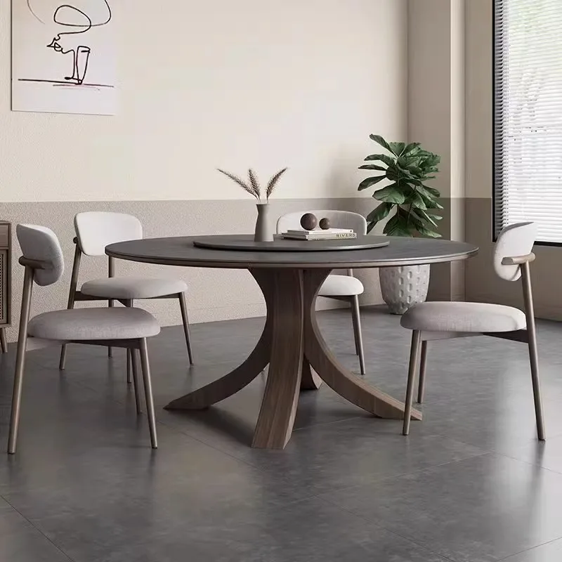 

Matte, Slate, Round, Dining Table with Turntable, Dining Table, Household, Modern, Minimalist