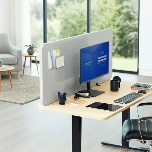 Gray 60 x 24 inch Privacy Panel, PP-1-V060G-S | Screw-in Sound Absorbing Cubicle Desk Divider, Acoustic Partition
