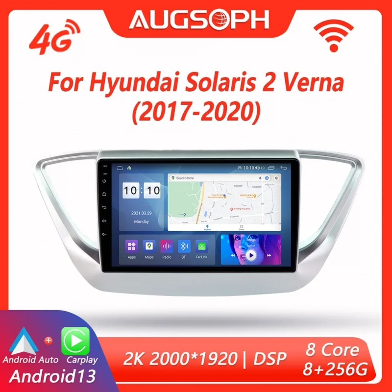 

Android 13 Car Radio for Hyundai Solaris 2 Verna 2017-2020, 9inch 2K Multimedia Player with 4G Car Carplay & 2Din GPS Navigation