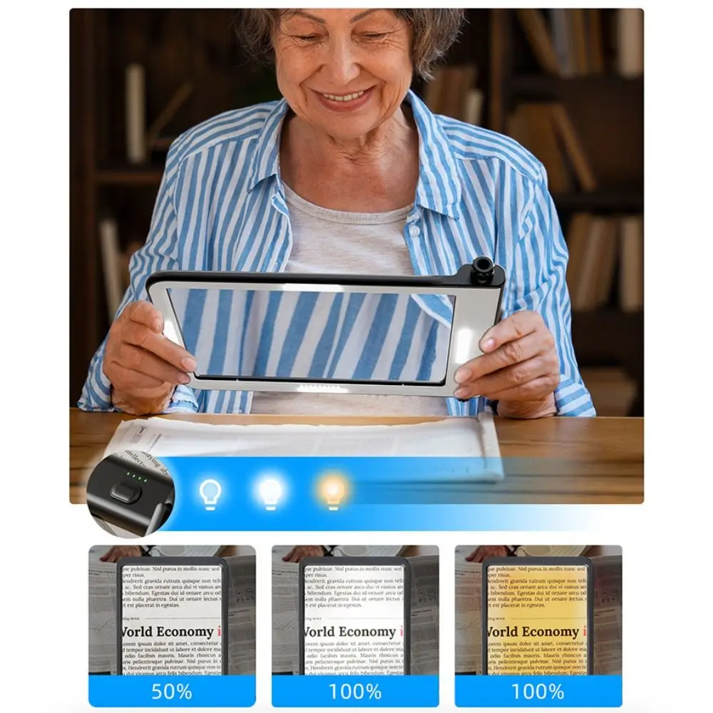 Rechargeable Neck Wear Magnifier 40 LED Adjustable Lighting Full Book Page Magnifier USB-C Power Hands Free