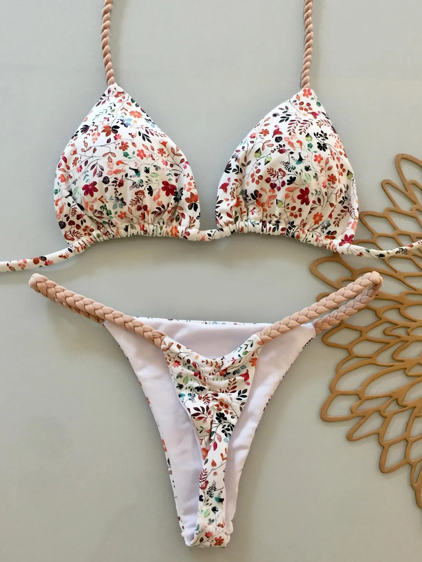 Costume da bagno donna sexy con scollo all'americana Costume da bagno donna con perizoma a triangolo in due pezzi Costume da bagno brasiliano Biquinis Holiday Gathering