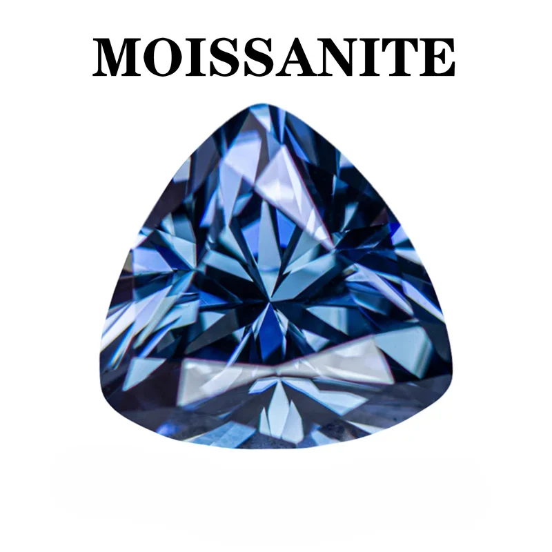 

Moissanite Stone Natural Royal Blue Color Trillyon Cut Charms Gemstone DIY Advanced Jewelry Making Materials with Certificate