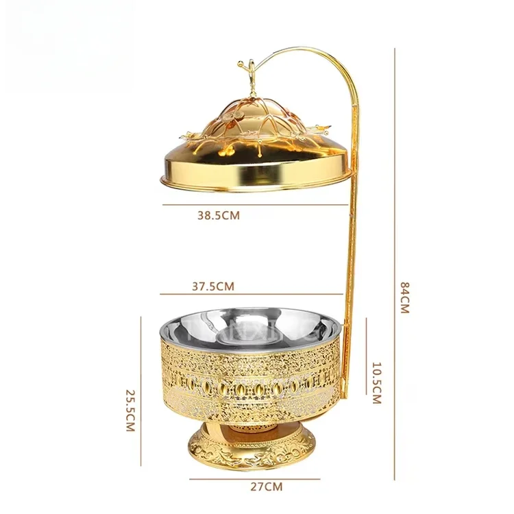 bang for your buck Wedding Catering Equipment Golden Hot Pot Plate Buffet Set Hot Pot Food Heater Set Cut Vegetables