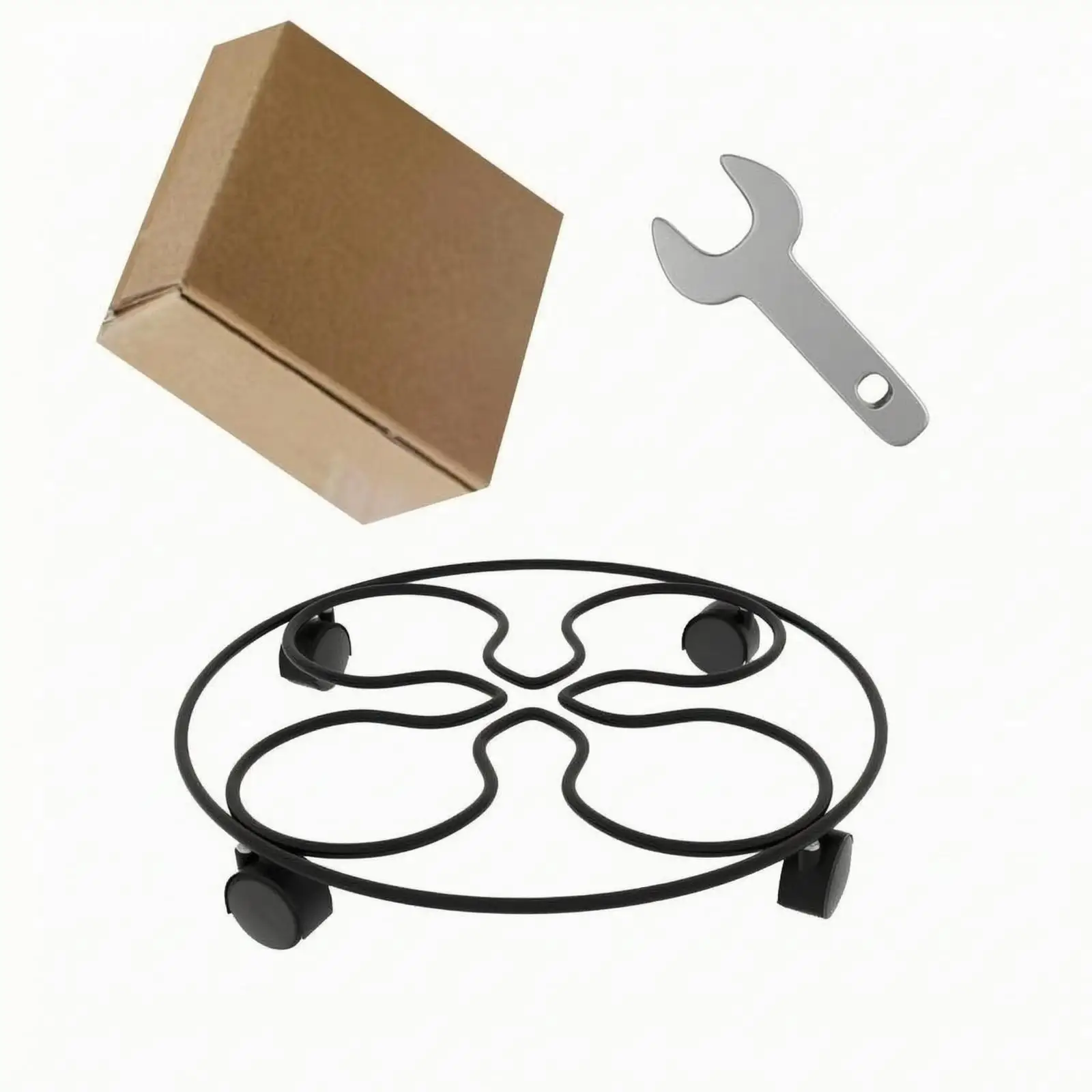 Round Metal Pot Plant Stand Movable Wheel Base Tray for Indoor Outdoor Support and Easy Repositioning