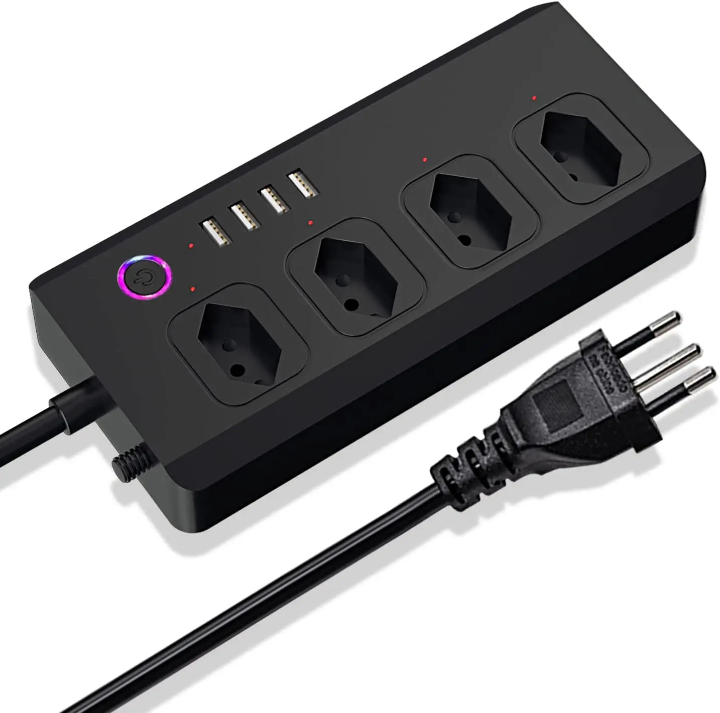 WiFi Smart Power Strip UseeLink 10A com 4 tomadas de controle independentes e 4 USB, controle de voz para Alexa e Google Home