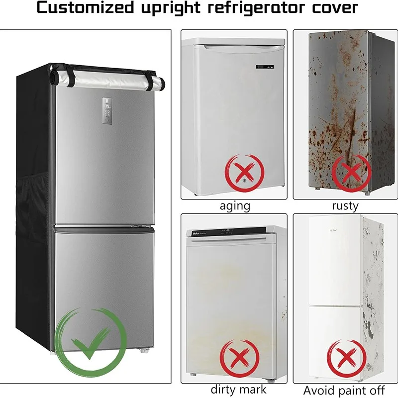 Oxford cloth vertical refrigerator protective cover Refrigerator dust and waterproof cover side size: 58.5x58.5x142cm