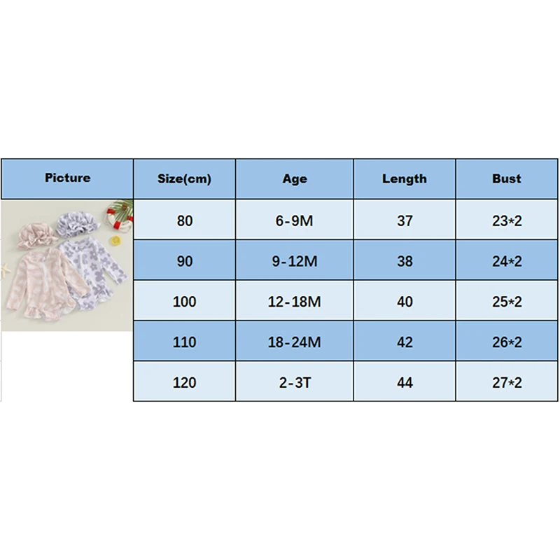 Tregren Toddler Infant Baby Girls Swimsuit Flower Print Zipper Long Sleeve Swimwear Bow Swim Cap Beach Bathing Suit Monokini