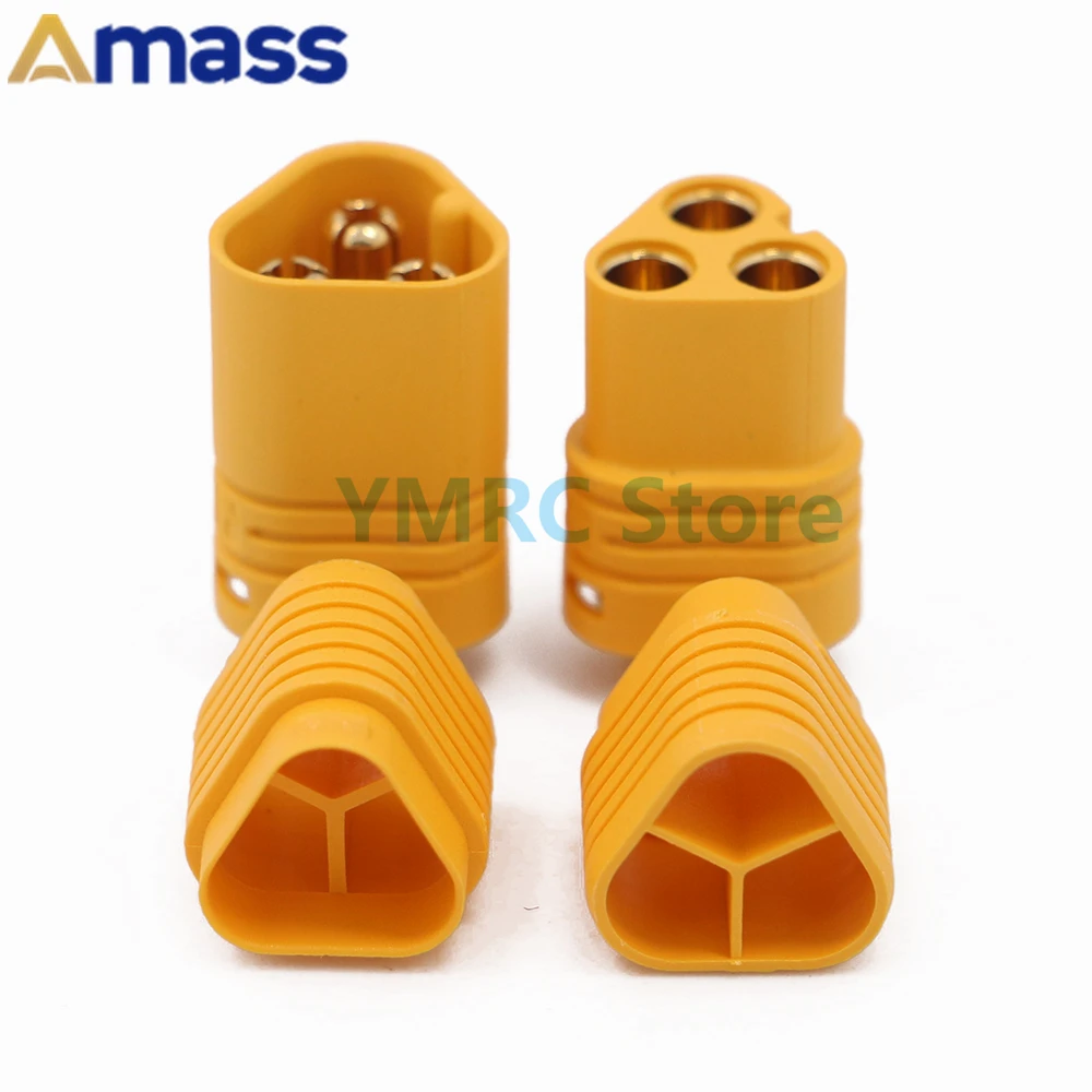 50Pairs AMASS MT60 Male and Female Connector with Sheath Gold-plated Three-hole Plug for RC Lipo Battery,Controller,Motor