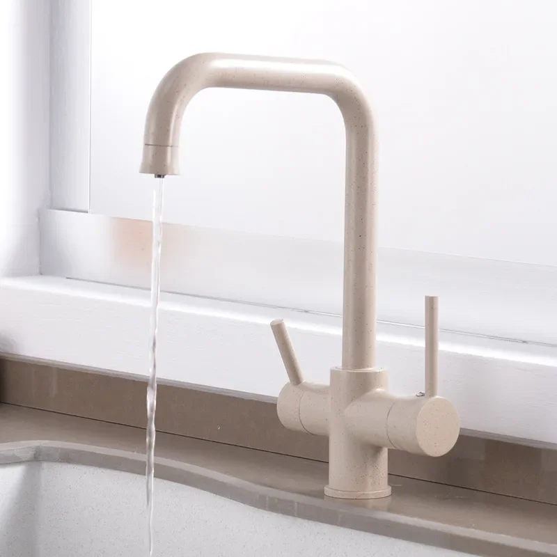 Filter Kitchen Faucet Senducs Dual Handle Drinking Water Kitchen Mixer Tap Deck Mounted Hot Cold Filter Kitchen Mixer Faucets