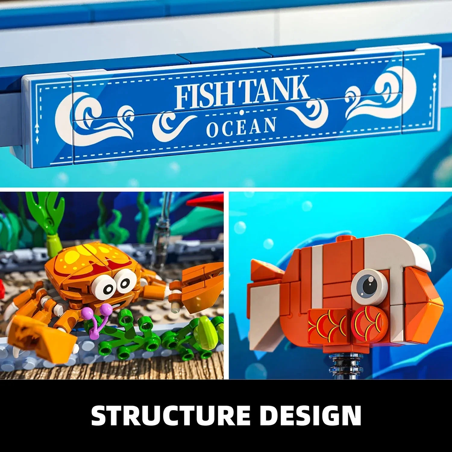 T2032 Creative Ocean Fish Tank Building Block Puzzle Toy Ornament Educational Gift for Girls' Birthday - view 3