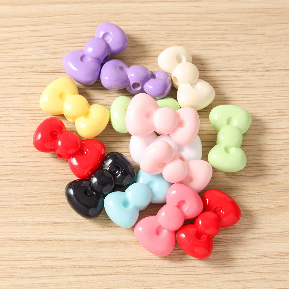 10 Stück 26x15mm bunte Acryl-Schleifen-Perlen, lose Spacer-Charms für Schmuckherstellung, DIY-Armbänder, Halsketten, Bastelbedarf – Detail 7