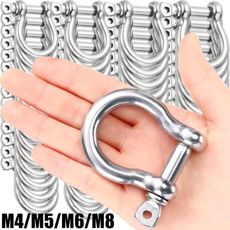 Stainless Steel D Ring Shackle Swivel Screw Hook for Chains Wire Rope Lifting Heavy Duty Anchor Shackles Boat Rigging Link Hooks