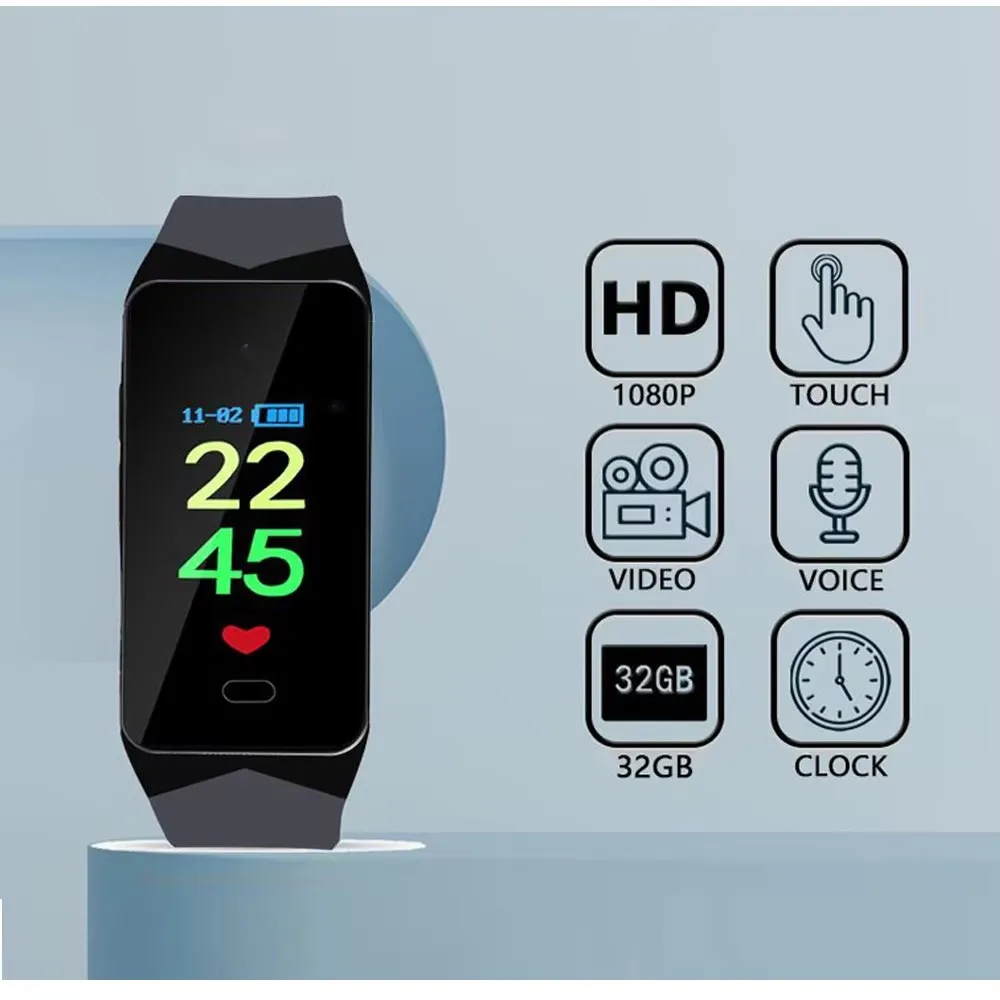 1080P HD Camera DV Professional Digital Voice Video Recorder Bracelet Dictaphone Sound Home Security Cam