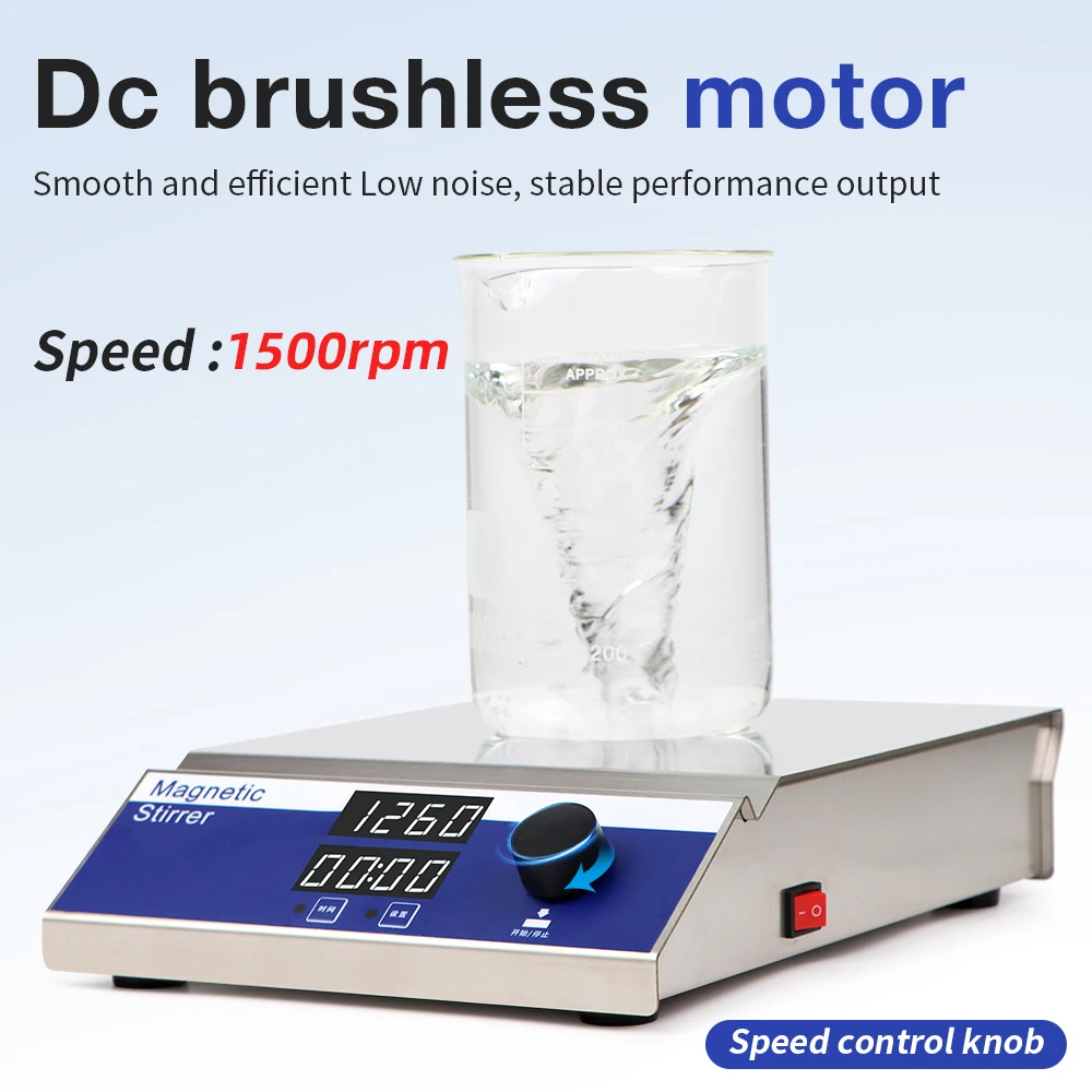 MS10 High Volume Magnetic Stirrer 100-1500 RPM Adjustbable Speed Magnetic Mixer 10L Lab Plate with Stir Bars for Laboratory