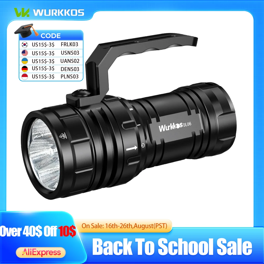Wurkkos DL06 Tauchlampe 15000LM Hochleistungs-LED-Taschenlampe 3*21700 6*XHP50.2 Power Bank IPX8 Unterwasser-Arbeitslicht