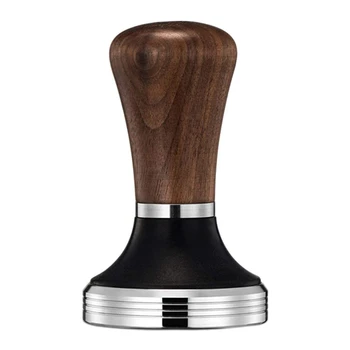 Distribuidor de café para Espresso, Café Tamper, Powder Hammer, Pressionando Walnut Handle, Tampers, 51mm