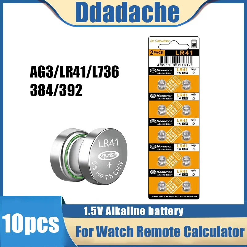 

10pcs AG3 1.55V Alkaline Button Battery AG3 192 LR41 SR41SW L736 Coin Cell Button Batteries for Watches Toys