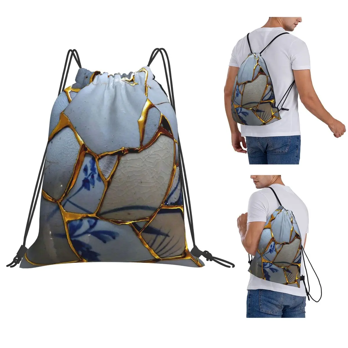 

Kintsugi Backpacks Fashion Drawstring Bags Shoes Bag Book Bags for Man Woman Students