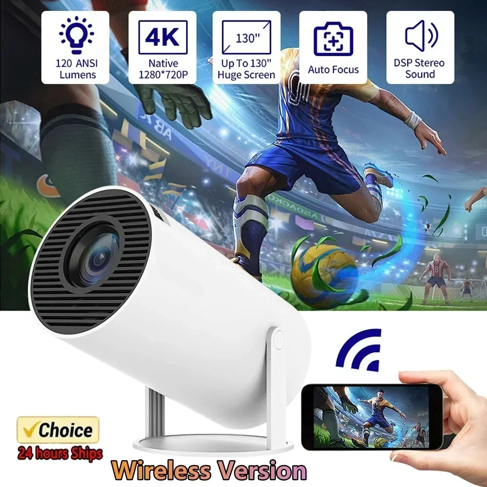 Android 11 Smart Projector 1080P Native Support 4K 200 ANSI Outdoor Portable Projector with WiFi 6 BT 5.0 for Garden Movie Night