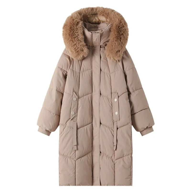 YJKDYK 2024 giacca invernale da donna collo di pelliccia femminile caldo lungo parka cappotti collo alto da donna addensare giacca di cotone caldo