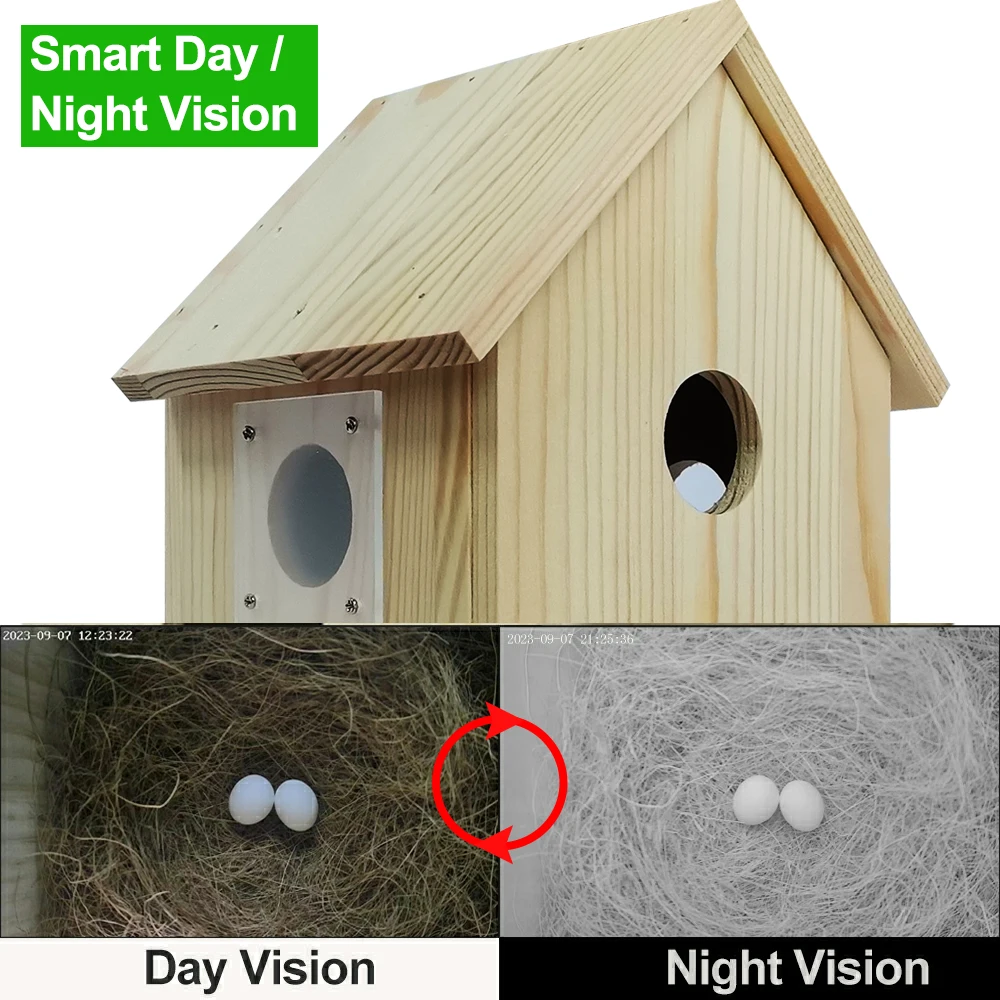 4MP Tuya Bird Wooden DIY House with Smart Camera APP Control Remote View Easy Install Family Gift Share Happiness Natural Pet