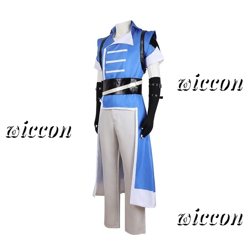 Game Richter Belmont Cosplay Costume Blue Battle Suit Men's Richter Blue Jacket Pants With Gloves Full Set For Halloween