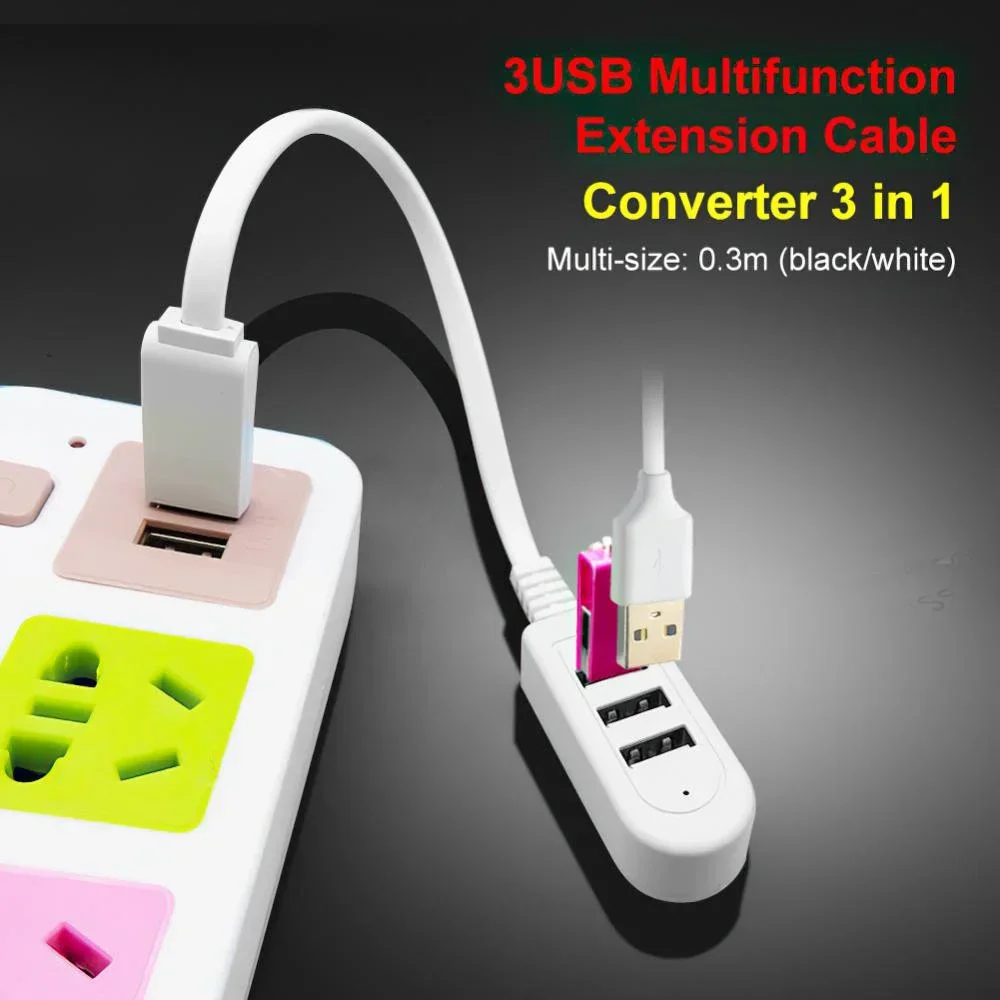 Multi-port Hub Data Cables Accessory 3 Port Usb Splitter 3A Charger Converter Charging Extension Cable Digital Device Expansion