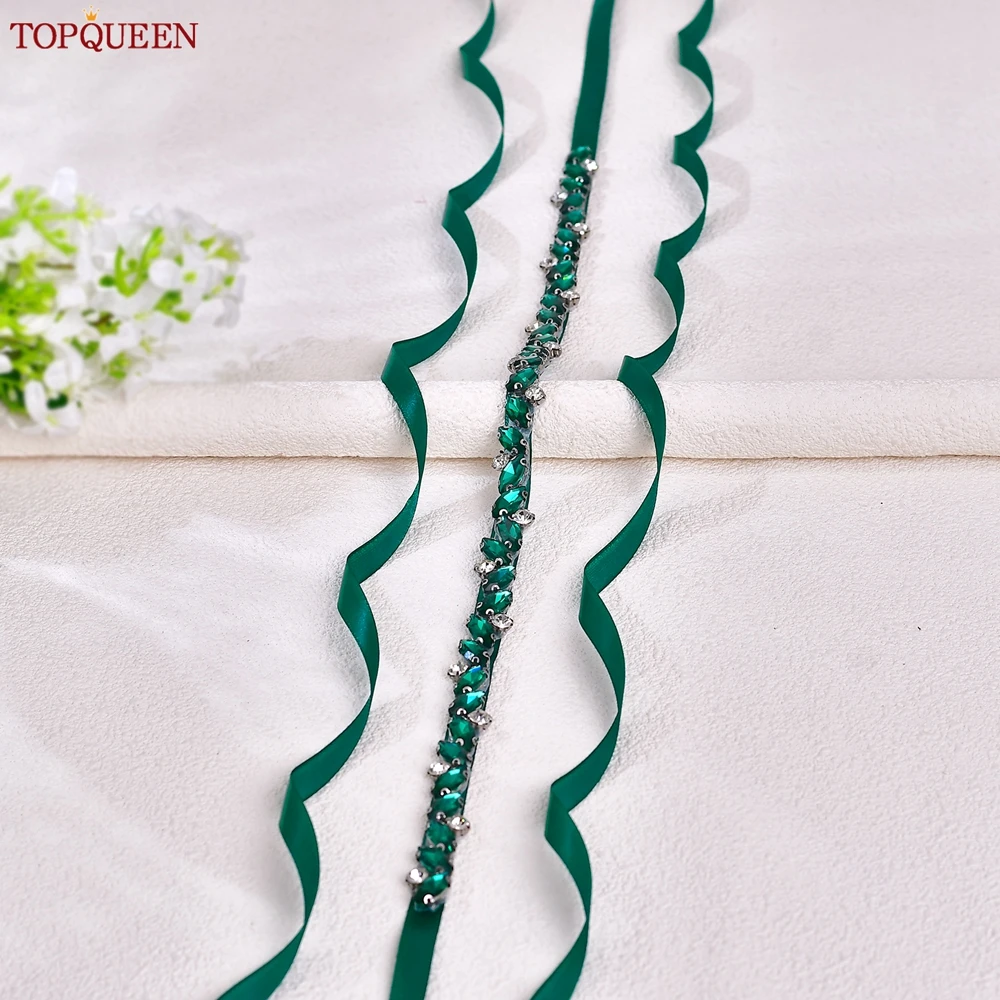 TOPQUEEN Green Belt Bridal Satin Crystal Belt Wedding Accessories Wedding  Dress Belt Ribbon Waistband Sash for Evening Prom S149 - AliExpress 320