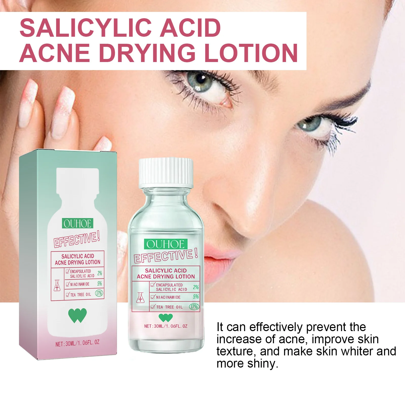 Salicylic Acid Solution Clean Pores Exfoliate Oil Control Moisturizing Smooth Lighten Prevent Acne Recurrence for Sensitive Skin
