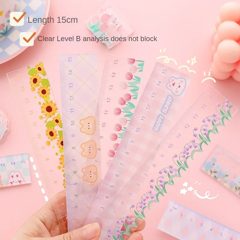 Bloem Liniaal Schoolbenodigdheden Kawaii Accessoires 15Cm Tekengereedschap Terug Naar School Transparante Regla Schattige Briefpapier Schoolregels