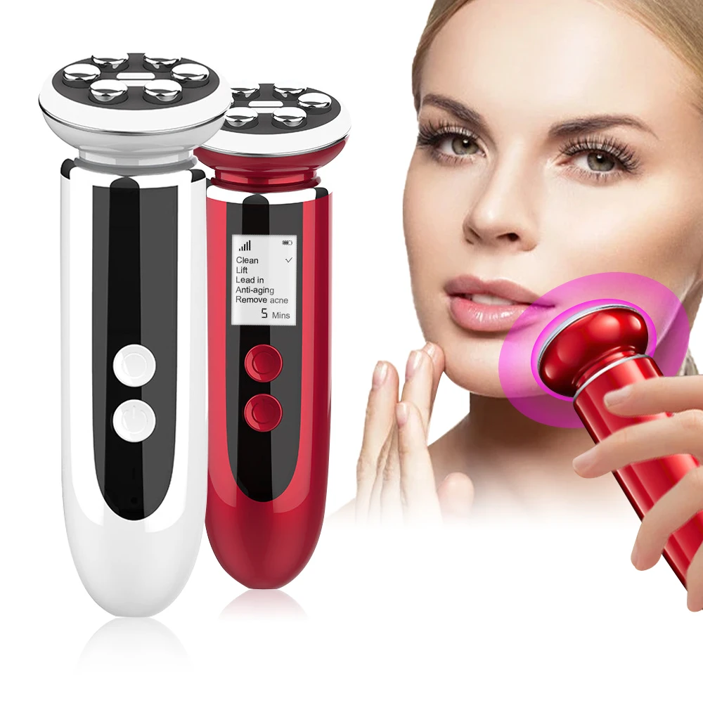 Led Gezichtsmassager Radiofrequentie Huidverstrakking Schoonheidsapparaat Kleurrijk Licht Microcurrent Face Lift Machine Schoonheid Instrument