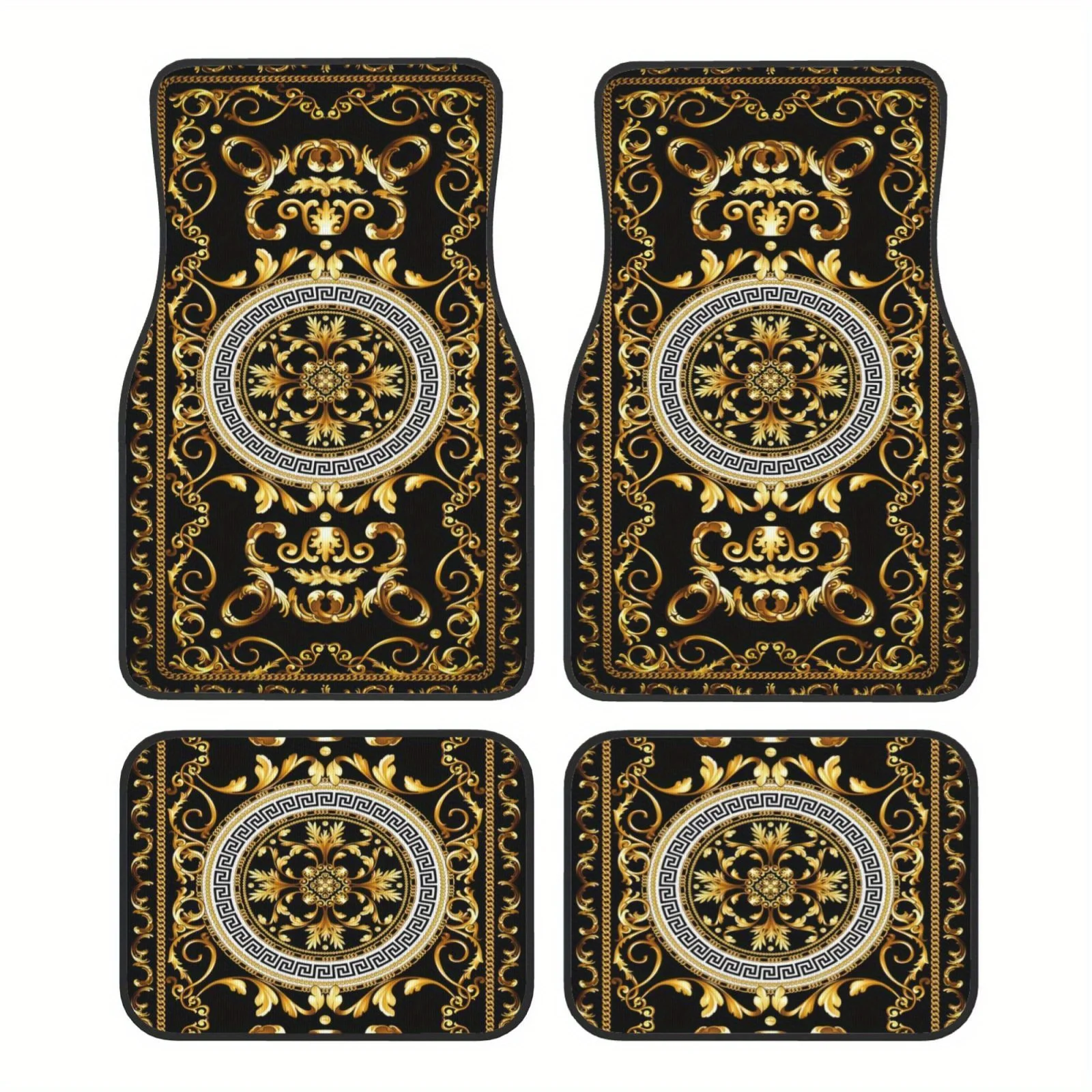 

4pcs Bohemian Style Pattern Design Car Mats Easy To Clean Washable Interior Accessories Stylish Car Interior, Holiday Gift Unive