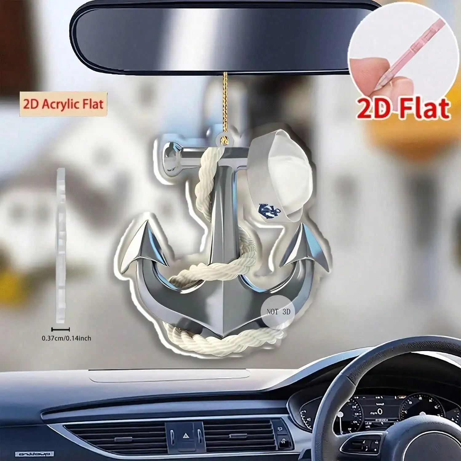 1 Simple Line Anchor Charm - Pre-Bored, Maritime, Versatile | for Vehicle, Bag, Keychain, Nautical, Acrylic Ornament - view 2